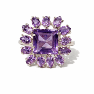 Anel Ametista Quadrado