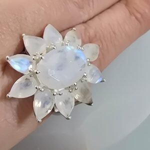 Anel Flor Pedra da Lua