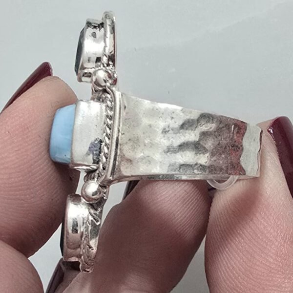 Anel Larimar Aro Martelado - Imagem 3