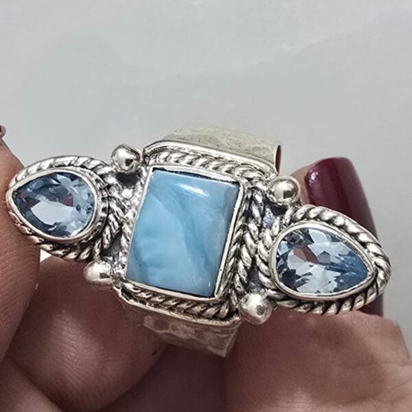 Anel Larimar Aro Martelado - Imagem 2