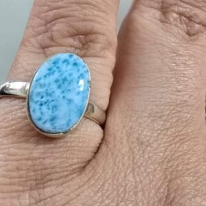 Anel Larimar Minimalista Oval