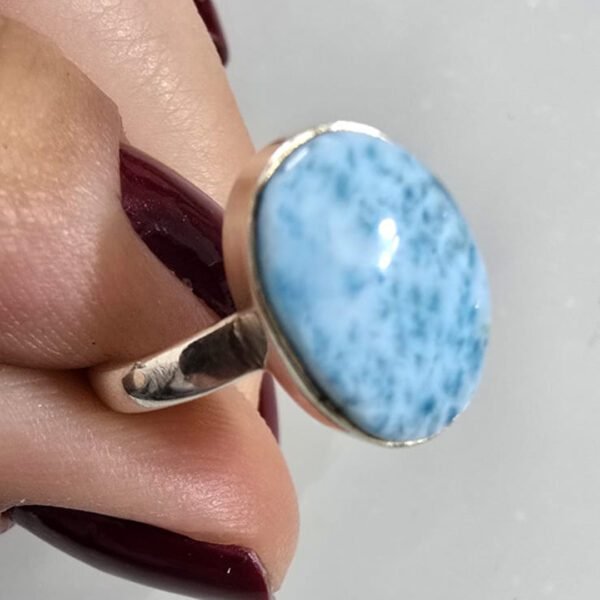 Anel Larimar Minimalista Oval - Imagem 3