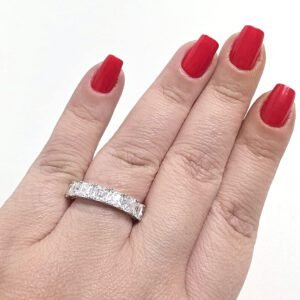 Anel Moissanite Meia Aliança 4x4