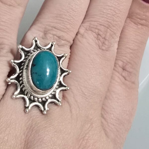 Anel Sol Turquesa Azulada