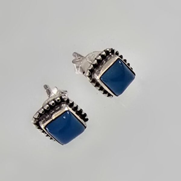 Brinco Calcedônia Azul Quadrado - Imagem 2