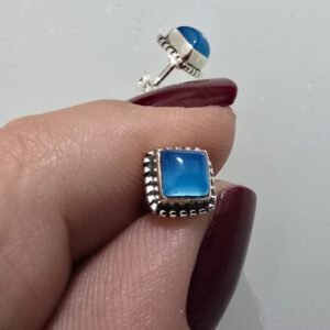 Brinco Calcedônia Azul Quadrado