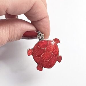 Pingente e Broche Tartaruga Coral