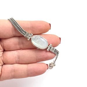 Pulseira Prata com Pedra da Lua