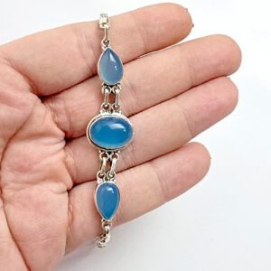 Pulseira Três Pedras Calcedônia