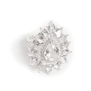 Anel Gota Quartzo Cristal Alta Joalheria