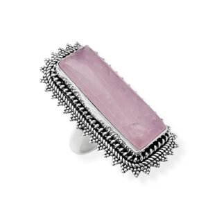Anel Maxi Quartzo Rosa Retangular