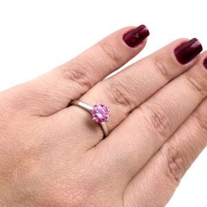 Anel Moissanite Solitário Pink