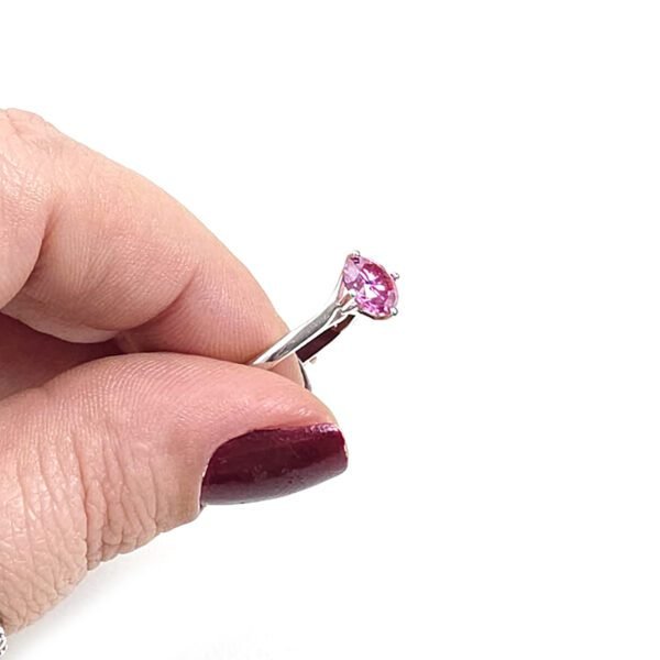 Anel Moissanite Solitário Pink - Imagem 3