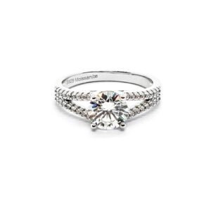 Anel Moissanite Solitário aro Duplo