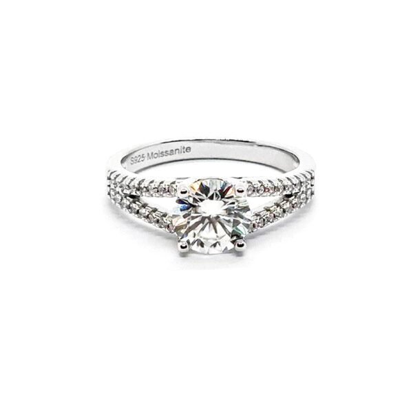 Anel Moissanite Solitário aro Duplo