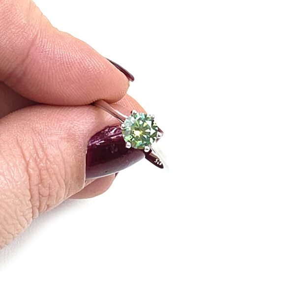 Anel Moissanite Verde Seis Garras - Imagem 2