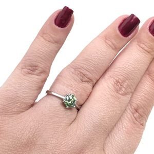 Anel Moissanite Verde Seis Garras