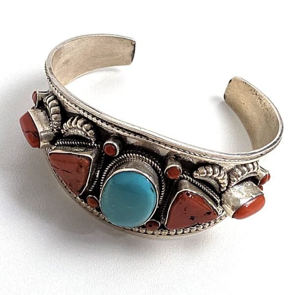 Bracelete Nepal Turquesa e Coral - Imagem 3