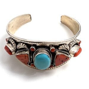 Bracelete Nepal Turquesa e Coral