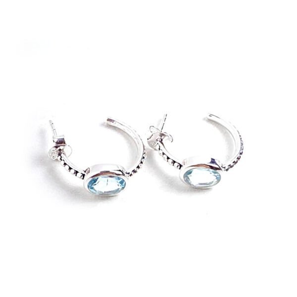 Brinco Argola Pedra Natural Topázio Azul