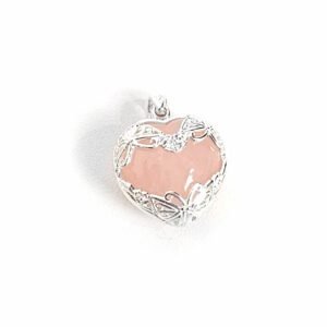 Pingente Coração Quartzo Rosa