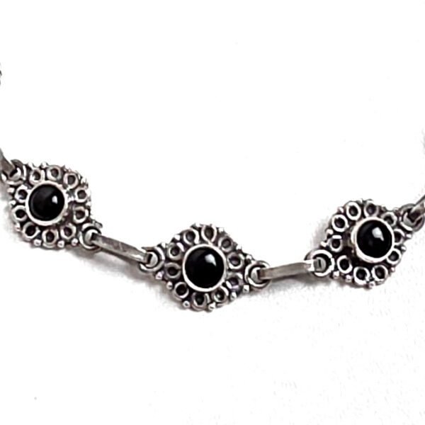 Pulseira Indiana Ônix Flor Trabalhada - Imagem 2