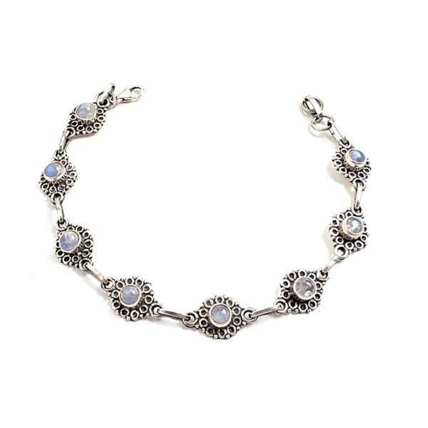 Pulseira Indiana Pedra da Lua Flor Trabalhada