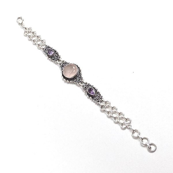 Pulseira Indiana Quartzo Rosa e Ametista - Imagem 2