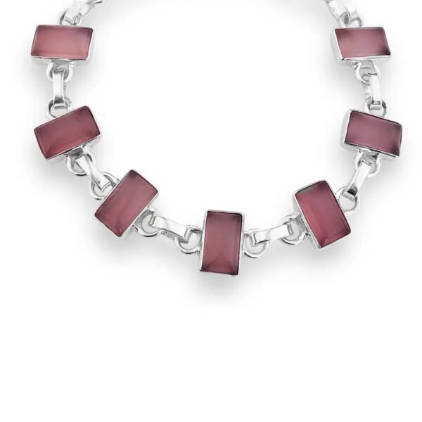 Pulseira Indiana Retangular Quartzo Rosa - Imagem 2