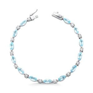 Pulseira Moissanite com Topázio Azul
