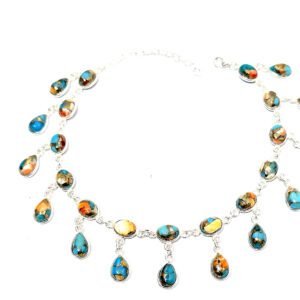 Tornozeleira e Choker Turquesa Laranja