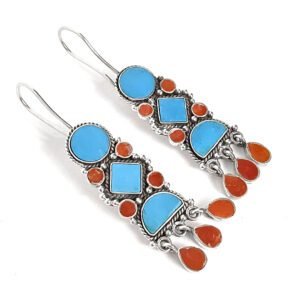 Brinco Nepal Turquesa e Coral