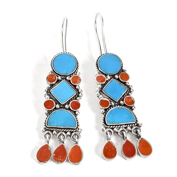 Brinco Nepal Turquesa e Coral - Imagem 2