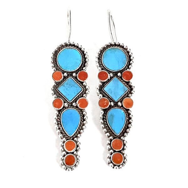 Brinco Rígido Turquesa e Coral - Imagem 2