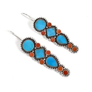 Brinco Rígido Turquesa e Coral