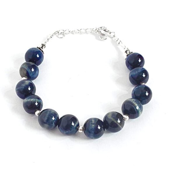 Pulseira Esferas Olho de Tigre Azul