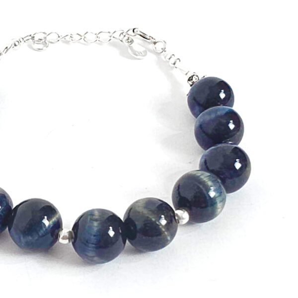 Pulseira Esferas Olho de Tigre Azul - Imagem 2
