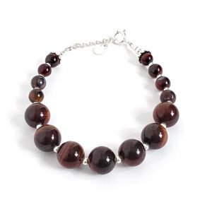 Pulseira Esferas Olho de Tigre Vermelho
