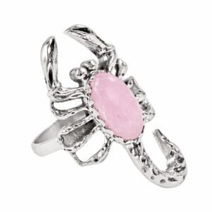 Anel Escorpião com Quartzo Rosa