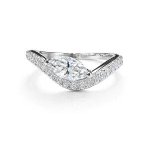 Anel Moissanite Orgânico Cravejado