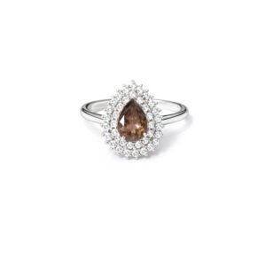 Anel Zircônia Gota Coffe Brown
