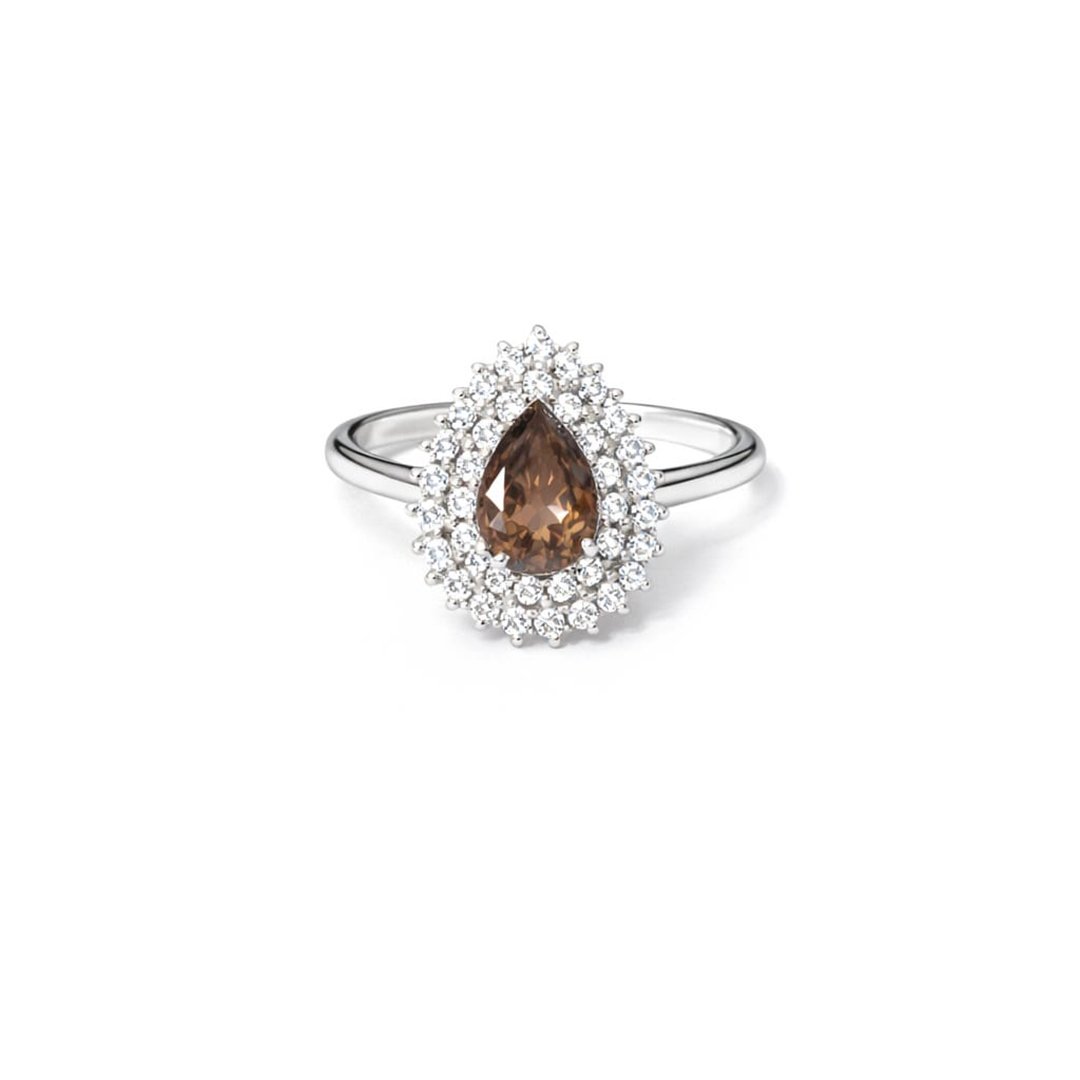 Anel Zircônia Gota Coffe Brown