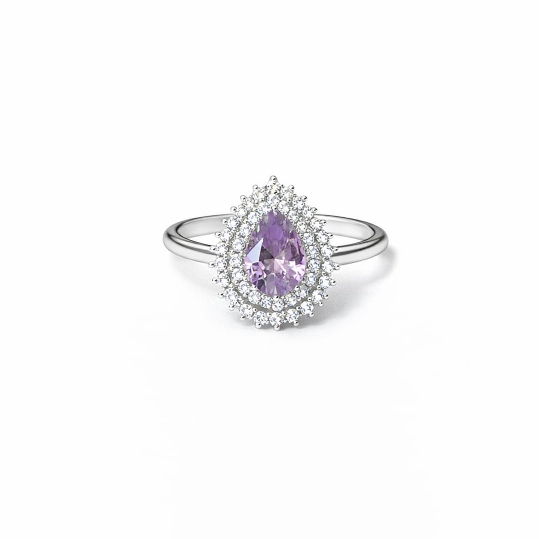Anel Zircônia Gota Lavanda
