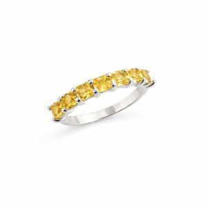 Anel Zircônia Meia Aliança Yellow Fancy
