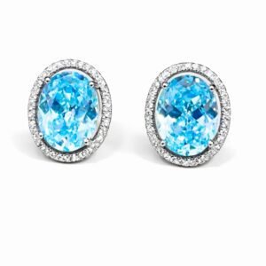 Brinco Alta Joalheria Zircônia Água Marinha