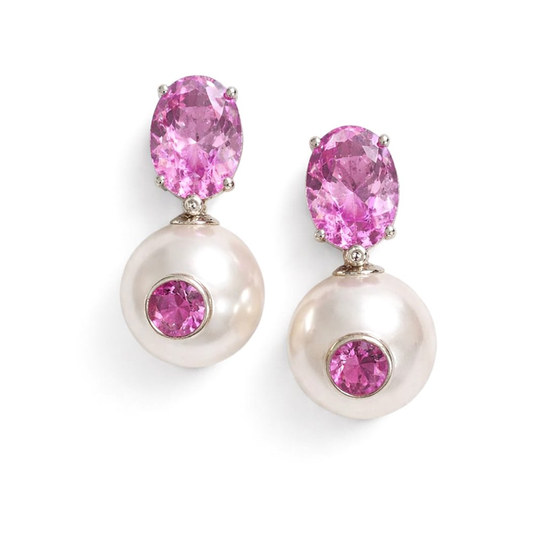 Brinco Oval Pink e Pérola
