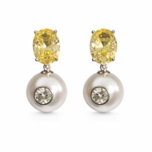 Brinco Oval Yellow Fancy e Pérola