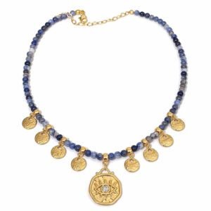 Colar Sodalita com Medalhas