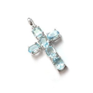 Pingente Cruz Topázio Azul