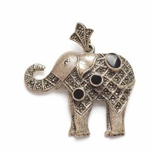 Pingente Elefante Marcassita e Onix